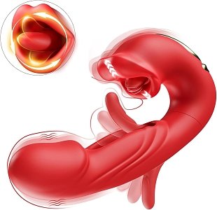 SMD Multitasker X3, Clitoral Licking, Flapping & G Spot Vibrator 3-in1, Δονητής με 7 Vibration & Flapping, Licking Modes, Red