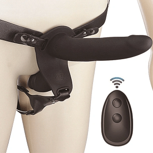 SMD Twix Banger Double Strap-On Dildo με Remote, Adjustable Harness με Anal & G-spot Stimulation & Multi-Speed Vibrations, Black