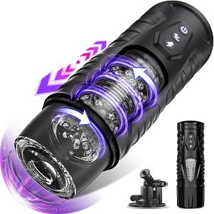 SMD Real Feel, Automatic Male Masturbator με APP & Βάση Τοποθέτησης, Black