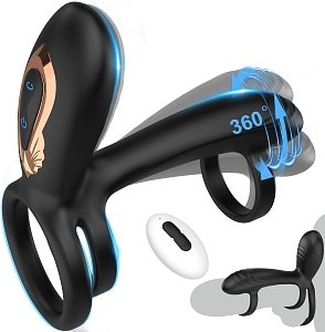 SMD Nutbuster, 4-in-1 Vibrating Cock Ring with 360° Twisting G-Spot Stimulator & Penis Enhancer με Remote, Black