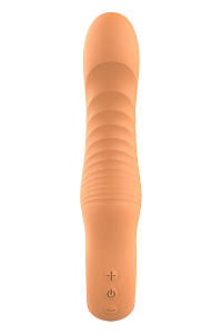 DreamΤoys Glam Flexible Ribbed Vibe, Flexible Liquid Silicone Ribbed Vibrator, 5 Intensities & 5 Rhythms, Orange