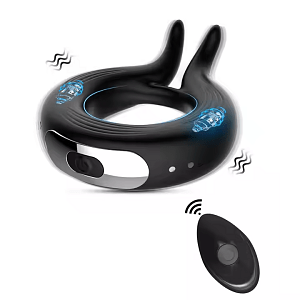 SMD Honey Bunny 2.0, Vibrating Cockring With Remote Control, Δαχτυλίδι Πέους Δονούμενο Σιλικόνης, 10 Vibration Modes, Black