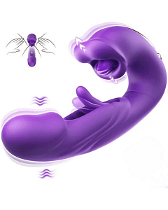 SMD Multitasker X3, Clitoral Licking, Flapping & G Spot Vibrator 3-in1, Δονητής με 7 Vibration & Flapping, Licking Modes, Purple