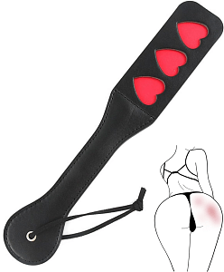 SMD HURTS Fetish Spanking Paddle Series, BDSM Imprint Spanking Paddle, Faux Leather, 32cm, Black/Red