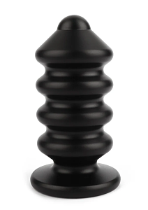 Mr. Steel Ass Blaster, Premium Aluminium Ribbed Anal Plug For Extra Stimulation, Medium, Black