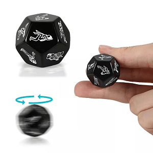 SMD Lucky Lovers Black Dice, Couples Game Intimacy Night Dice with 12 Positions, Ερωτικό Ζάρι για Ζευγάρια με 12 Στάσεις, Black
