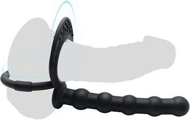 SMD Backstage, Anal Plug & Beads with Cock Ring, Black