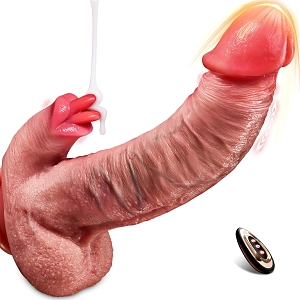 SMD Equalizer, Realistic Vibrator Dildo 23cm με Licking, Thrusting & Heating Function, Extra Thickness, Flesh