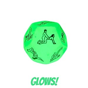 SMD Lucky Lovers Glow Dice – Couples Intimacy Game With 12 Positions, Luminous Night Dice, Φωσφοριζέ Ζάρι με 12 Στάσεις, Green