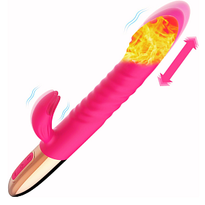 SMD Fullfiller X, 2-in-1 Thrusting Rabbit Vibrator With Heating Function, 5 Thrusting & 10 Vibrating Modes, 23cm, Pink