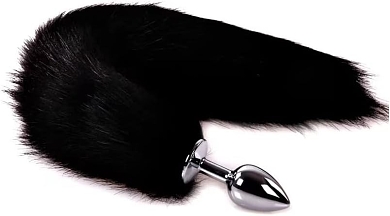 SMD Renard, Anal Plug Fox Tail, Πρωκτική Σφήνα S 7cm με Ουρά 45cm, Silver / Black