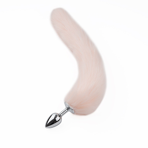 SMD Renard, Anal Plug Fox Tail, Πρωκτική Σφήνα S 7cm με Ουρά 45cm, Silver / Peach