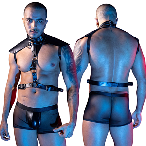 SMD The Dominator, Strap Harness with Mesh Bottom από Vegan Leather, Black