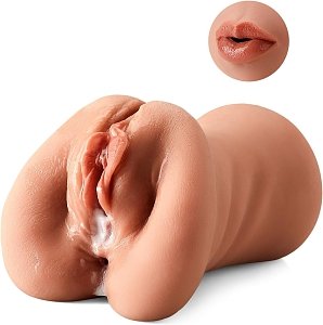 SMD Vixen Karen, 3-in-1 Masturbator with 3D Textured Realistic Pussy, Mouth & Ass, Tan Color