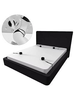 SMD Power Play Underbed Strap System, BDSM Bed Restraint System, με Ιμάντες, Χειροπέδες και Tickler, Black