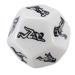 SMD Lucky Lovers White Dice, Couples Intimacy Game Play Dice With 12 Positions, Ερωτικό Ζάρι με 12 Στάσεις, White