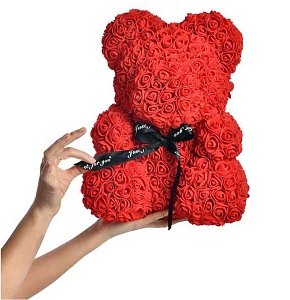 Forever Rose Teddy Premium Eternal Roses Gift Bear— Teddy με Αιώνια Τριαντάφυλλα 40εκ, Κόκκινο