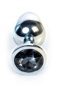 SMD Butt Plug, Πρωκτική Σφήνα S 7cm, Silver / Black Diamond