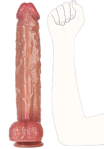 SMD Goliath, Realistic Dildo XXL, Ρεαλιστικό Ομοιώμα Πέους με Όρχεις και Βεντούζα, 44cm, Flesh