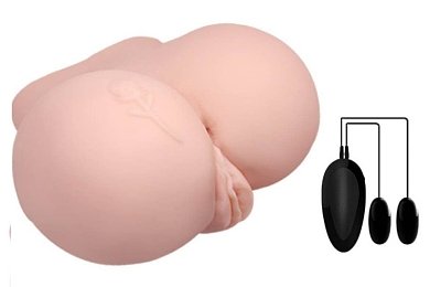 Crazy Bull Flower Tatoo, Vagina & Anus Masturbator Δονούμενο, Natural