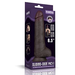 Lovetoy Sliding Skin Pro II, Dual Layer Realistic Dildo 21.6cm, Black