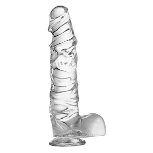 SMD CrystalVein, Realistic Dildo 22,5cm Ρεαλιστικό Dildo με Όρχεις και Βεντούζα, Clear