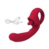 SMD Double Trouble Clitoral Licking and G Spot Vibrator 2-in1, Διπλός Δονητής με 10 Vibrating Modes, Red