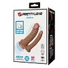Pretty Love Hubbert, Double Ended Vibrating Realistic Dildo με Suction Cup Base, 7 Vibration Modes, 20-19cm, Flesh