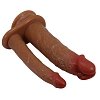 Pretty Love Hubbert, Double Ended Vibrating Realistic Dildo με Suction Cup Base, 7 Vibration Modes, 20-19cm, Flesh