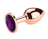 SMD Butt Plug, Πρωκτική Σφήνα L 9cm, Rose Gold / Purple Diamond