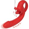 SMD Double Trouble Thruster Clitoral Licking & G-Spot Thrusting Vibrator, Διπλός Δονητής 10 Licking & Thrusting Modes, Red