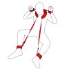 SMD Dominator, BDSM Neck, Handcuffs & Thigh/Ankle Restraint System, Red