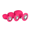 Triple Butt Plug Set, Πρωκτική Σφήνα Σετ των 3 (S / M / L ), Pink / Silver Diamond