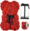 Forever Rose Teddy Love Gift,  Χειροποιήτο Διακοσμητικό Αρκουδάκι με Τριαντάφυλλα 25εκ, Red/Κόκκινο