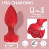 SMD Vibra Plug Rose Edition, Remote Controlled Butt Plug Vibrator, Πρωκτική Σφήνα με Δόνηση και Απομακρυσμένο Έλεγχο, Red
