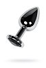 SMD Butt Plug, Πρωκτική Σφήνα S 7cm, Silver / Black Diamond
