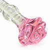 SMD LumiGlow, Glow-in-the-Dark Glass Butt Plug, Φωσφορίζουσα Γυάλινη Πρωκτική Σφήνα με Βάση Τριαντάφυλλο 11cm, Clear / Pink