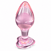 SMD Crystal Heart, Glass Butt Plug with Heart Gem, Γυάλινη Πρωκτική Σφήνα με Διακοσμητική Καρδιά στη Βάση 11cm, Pink