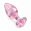 SMD Crystal Heart, Glass Butt Plug with Heart Gem, Γυάλινη Πρωκτική Σφήνα με Διακοσμητική Καρδιά στη Βάση 11cm, Pink