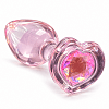 SMD Crystal Heart, Glass Butt Plug with Heart Gem, Γυάλινη Πρωκτική Σφήνα με Διακοσμητική Καρδιά στη Βάση 11cm, Pink