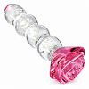 SMD LumiGlow Beads, Glow-in-the-Dark Glass Butt Plug, Φωσφορίζουσα Γυάλινη Πρωκτική Σφήνα με Βάση Τριαντάφυλλο 12.5cm