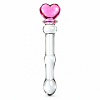 SMD Crystal Pleasure Wand, Glass Dildo with Heart Handle, Γυάλινο Dildo με Λαβή Καρδιά, Clear / Pink