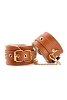 Dream Toys Blaze Elite Ankle Cuffs Cognac, Δερμάτινες Ποδοπέδες Vegan Leather, 12cm Metal Chain & Clip, Cognac Brown