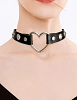 SMD Burning Heart, Rivet & Leather Heart Choker with Adjustable Strap, Black