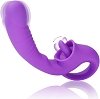 SMD Double Trouble Clitoral Licking and G Spot Vibrator 2-in1, Διπλός Δονητής με 10 Vibrating Modes, Purple