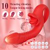 SMD Double Trouble Thruster Clitoral Licking & G-Spot Thrusting Vibrator, Διπλός Δονητής 10 Licking & Thrusting Modes, Red