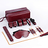 SMD House of Discipline  Luxury BDSM Set with Collar & Leash, Wrist/Ankle Cuffs, Ball-Gag, Blindfold + Storage Bag, Burgundy