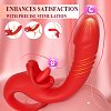 SMD Double Trouble Thruster Clitoral Licking & G-Spot Thrusting Vibrator, Διπλός Δονητής 10 Licking & Thrusting Modes, Red