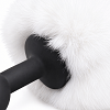 SMD Fluffy Silicone Butt Plug with Faux Fur Pompom, Πρωκτική Σφήνα Σιλικόνης με Απαλή Φούντα S 7cm, Black / White