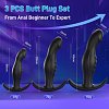 SMD Butt Plug Set For Couples Realistic Edition, Ρεαλιστική Πρωκτική Σφήνα από Σιλικόνη, Σετ των 3 (S / M / L ), Black